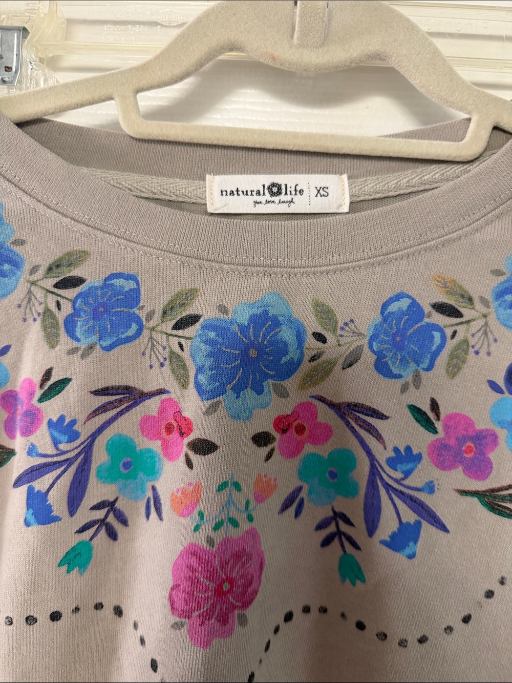 Natural Life Floral Pullover Long Sleeve Top Size XS boho - Picture 3 of 7
